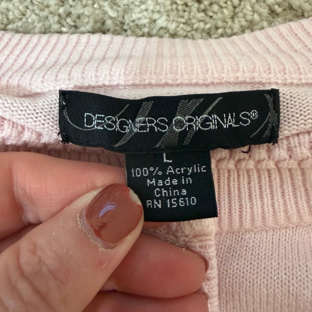 Pink Cardigan Sweater Pearl Button Womens Large Grandmacore Coquette Soft Girl - Picture 8 of 11